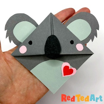Koala Corner Bookmark Craft - Origami Maths STEAM project for kids