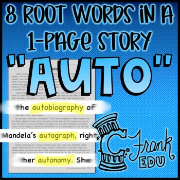 Preview of "AUTO" Root Words Story: Find Greek/Latin Root Words in Text!
