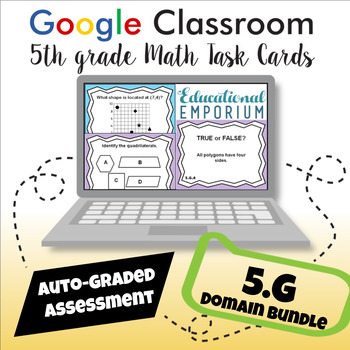 Preview of ⭐ AUTOMATICALLY GRADED ⭐ 5th Grade Geometry Task Cards BUNDLE