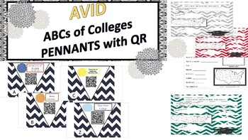Preview of "AVID" inspired ABCs college pennants with QR codes
