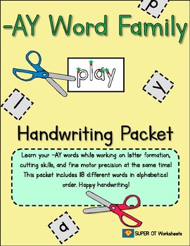 Preview of -AY Word Family Handwriting Packet