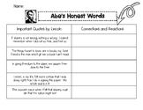 "Abe's Honest Words" Connection Worksheet