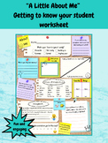 "About Me" Worksheet- Getting to know your students