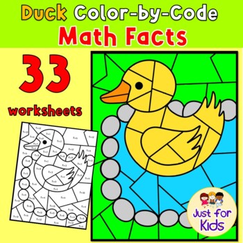 Preview of [Addition and Subtraction] 33 Duck Color-by-Code Worksheets