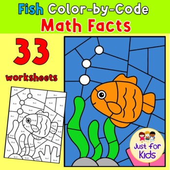 Preview of [Addition and Subtraction] 33 Fish Color-by-Code Worksheets