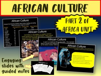 Preview of * Africa Unit (PART 2: CULTURE) engaging, visual, interactive 72-slide PPT