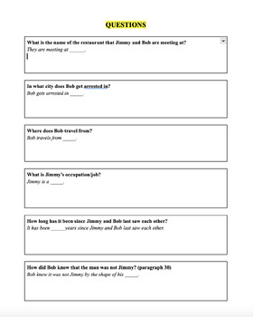 Preview of 'After 20 Years' - Post-Reading Text Dependent Questions w/ Sentence Starters