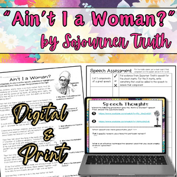 Preview of Ain't I a Woman? by Sojourner Truth: Reading Guide, Speech Writing, & More
