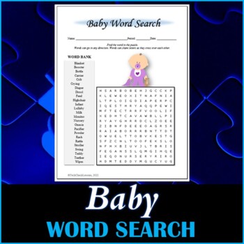 Preview of "All About Babies" Word Search Puzzle