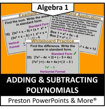 Preview of (Alg 1) Adding and Subtracting Polynomials in a PowerPoint Presentation