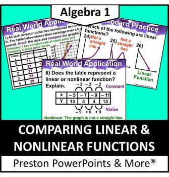 Preview of (Alg 1) Comparing Linear and Nonlinear Functions in a PowerPoint Presentation