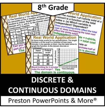 Preview of (8th) Discrete and Continuous Domains in a PowerPoint Presentation