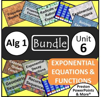 Preview of (Alg 1) Exponential Equations and Functions {Bundle} in a PowerPoint