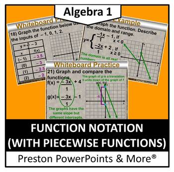Preview of (Alg 1) Function Notation (with Piecewise Functions) in a PowerPoint