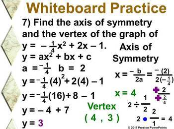 Alg 1 Graphing Y Ax2 Bx C In A Powerpoint Presentation Tpt