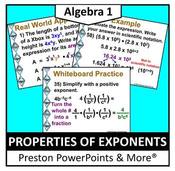 Preview of (Alg 1) Properties of Exponents in a PowerPoint Presentation
