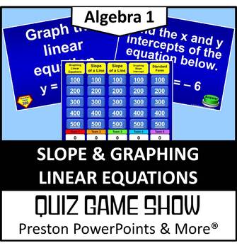 Preview of (Alg 1) Quiz Show Game Slope and Graphing Linear Equations in a PowerPoint