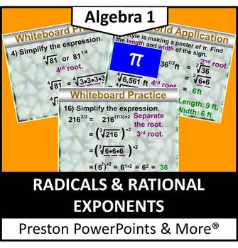 Preview of (Alg 1) Radicals and Rational Exponents in a PowerPoint Presentation
