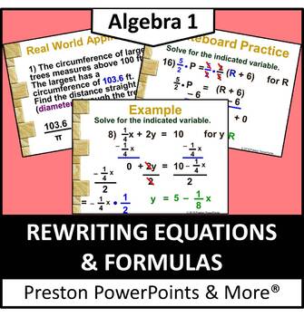 Preview of (Alg 1) Rewriting Equations and Formulas in a PowerPoint Presentation