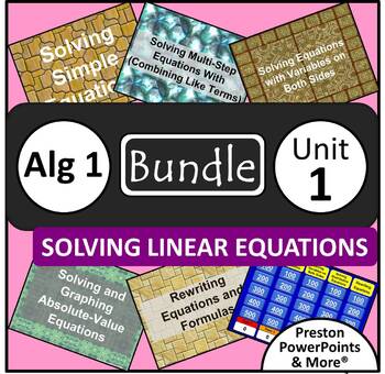 Preview of (Alg 1) Solving Linear Equations {Bundle} in a PowerPoint Presentation