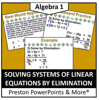 Preview of (Alg 1) Solving Systems of Linear Equations by Elimination in a PowerPoint