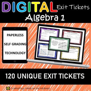 Preview of ⭐Algebra 1 Digital Exit Tickets⭐ Distance Learning ⭐Automatically Graded