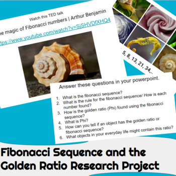 Preview of  Algebra 2 Fibonacci Sequence and the Golden Ratio Research Project
