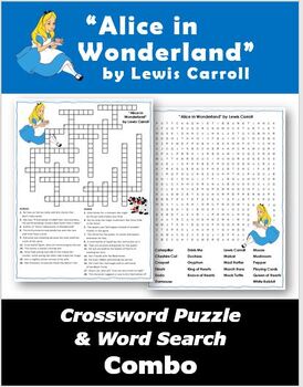 Alice in Wonderland Crossword Puzzle Word Search Combo TPT