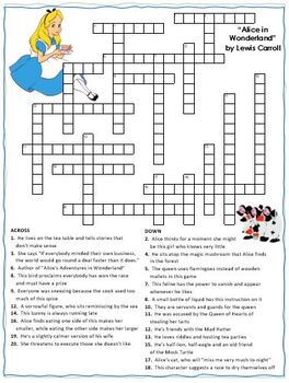 Alice in Wonderland Crossword Puzzle Word Search Combo TPT