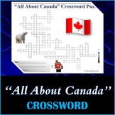 All About Canada - Crossword Puzzle Activity Worksheet