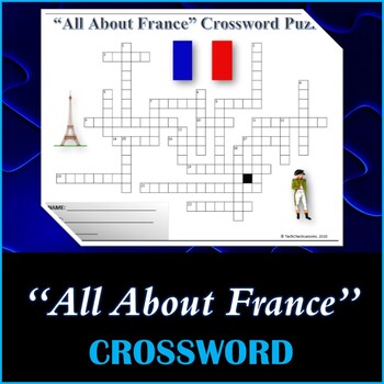 Preview of All About France - Crossword Puzzle Activity Worksheet