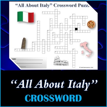 Preview of All About Italy - Crossword Puzzle Activity Worksheet