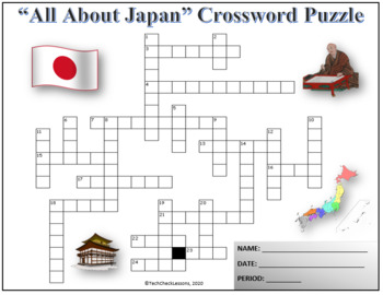 quot All About Japan quot Crossword Puzzle Activity Worksheet by TechCheck Lessons