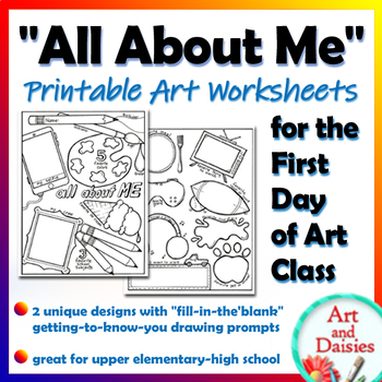Preview of "All About Me" Art Worksheet for the First Day of Art Class