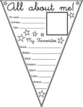 ~ All About Me!~ Back to School ~ Pennant ~ by Logan's Learners | TpT