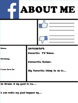 Preview of "All About Me" Facebook Page - Editable