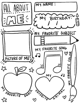 “All About Me” | First Day of School Worksheet by Miss Lunas Art Rom