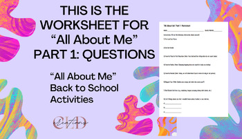 Preview of "All About Me" Part 1 Worksheet