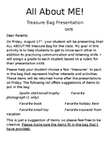 "All About Me!" Treasure bag parent letter