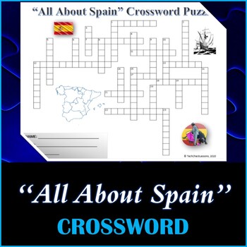 Preview of All About Spain - Crossword Puzzle Activity Worksheet