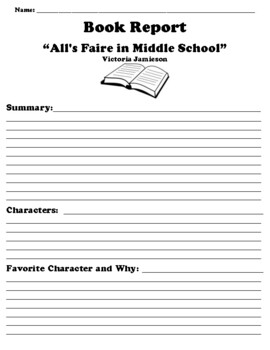 6th grade book report outline