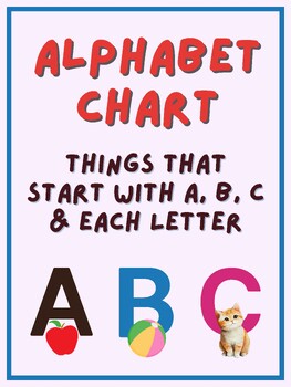 Preview of ' Alphabets chart ' things that start with A,B,C & each letter