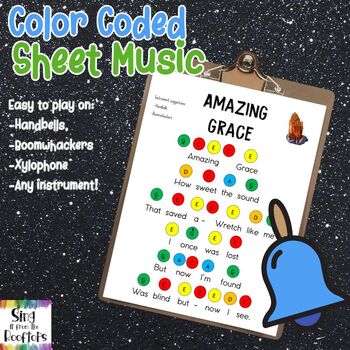 'Amazing Grace' - Simple sheet music for handbells and boomwhackers