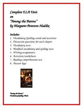Preview of "Among the Barons" by Margaret Peterson Haddix Unit