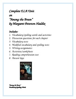 Preview of "Among the Brave" by Margaret Peterson Haddix Unit
