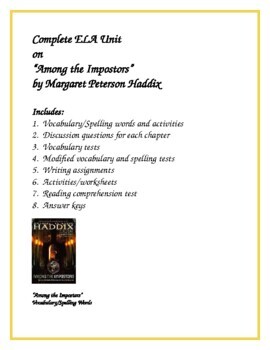 Preview of "Among the Impostors" by Margaret Peterson Haddix Unit