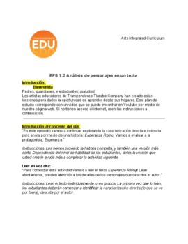 Preview of "Análisis de personajes en un texto" Grades 4 & 5 | Spanish Lesson Plan