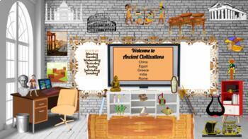 Preview of  Ancient Civilizations Bitmoji Virtual Classroom Template Daily Agenda