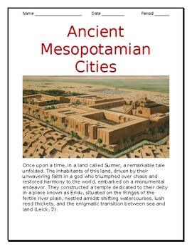 Preview of "Ancient Mesopotamian Cities" Article in English and Spanish for ELLs / ESOLs