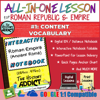 ⭐Ancient Rome Vocabulary Lesson Interactive Notebook & Distance ...
